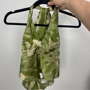 Dress Forum Olive and Cream Halter Crop Top